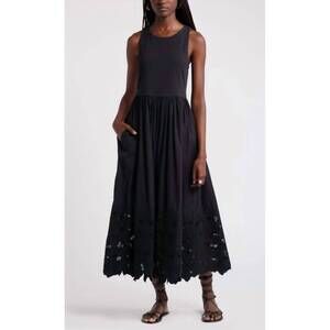 NEW NORDSTROM lacy embroidery maxi dress in black